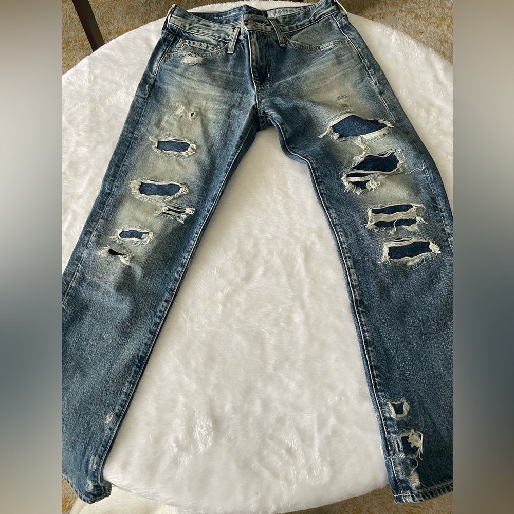 Ag Adriano Goldschmied Men's Boyfriend Jeans - Faded Blue Distressed